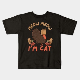 Thanksgiving Funny Turkey Fake Cat Kids T-Shirt